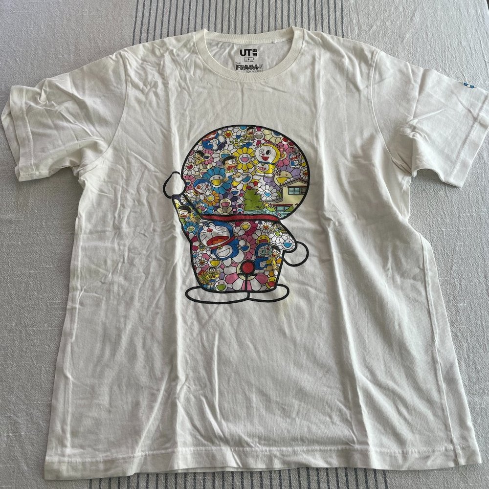 Uniqlo Takashi Murakami Doraemon Kaikai kiki white t-shirt Size L